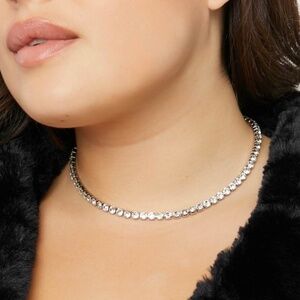 Classic Silver Toned Rhinestone Necklace